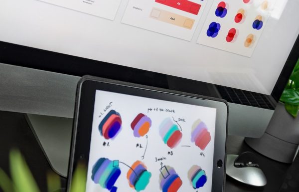 black iPad displaying color gradient